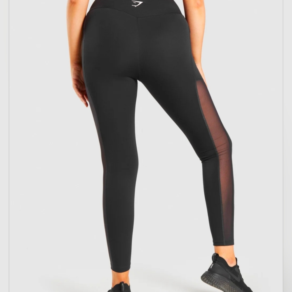 Gymshark Black Mesh Leggings With Pockets - Picture 2 of 7
